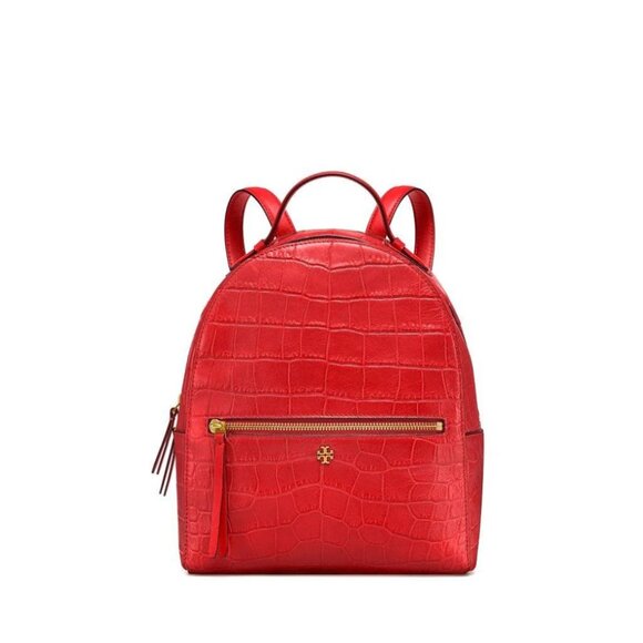 Tory Burch Red Croc Embossed Leather Backpack - Picture 1 of 3